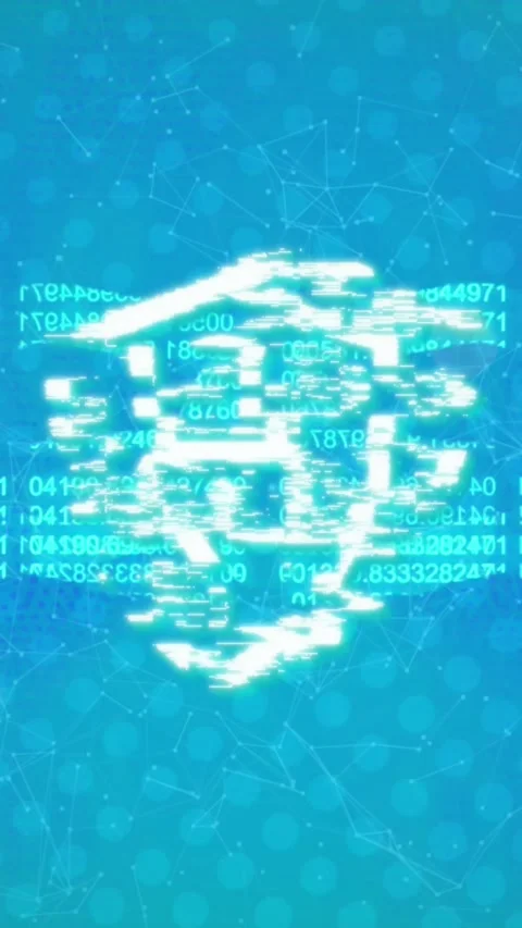 Animation of padlock in shield, numbers forming blockchain and connected dots Stock Footage 344803282