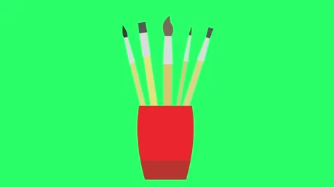 Animation paint brush on green background.  Stock Footage 246261036