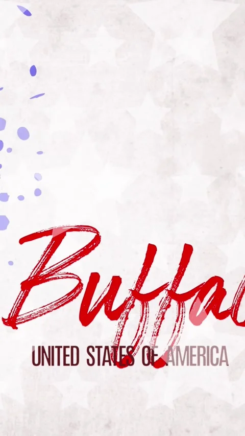Animation. painted, blue-red heart with stars, red lettering inscription Buffalo Video stock 320533890
