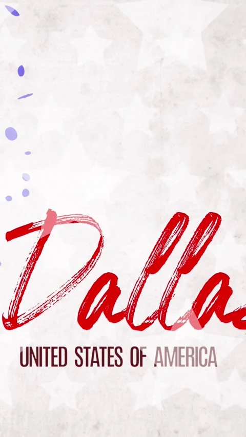 Animation. painted, blue-red heart with stars, red lettering inscription Dallas, Stock Footage 320609988