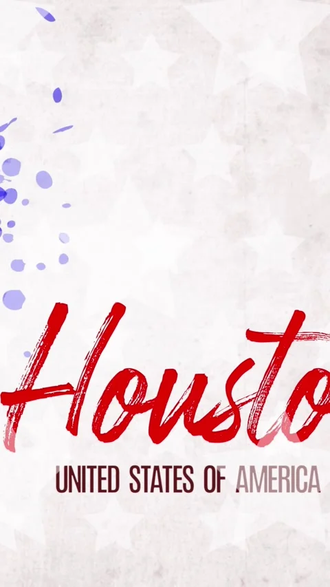 Animation. painted, blue-red heart with stars, red lettering inscription Houston Stock Footage 320958858