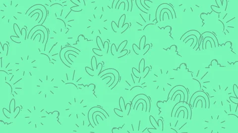 Animation pale green backdrop and whimsical nature elements Stock Footage 319223379