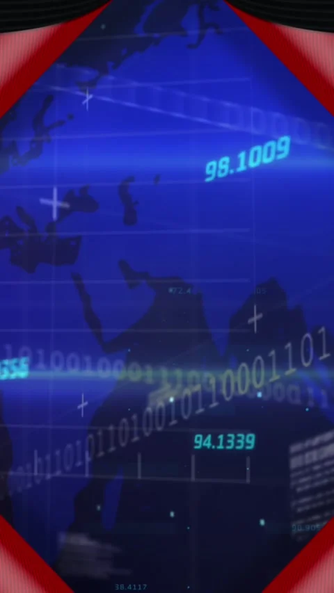 Animation of paper opening over map, binary codes, programming language on 스톡 동영상 321923328