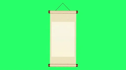 Animation paper roll for texture chinese style on green background. Stock Footage 219195254
