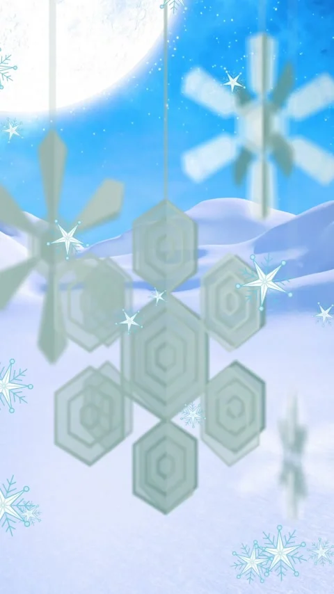 Animation of paper snowflakes over snow falling Stock Footage 320216133