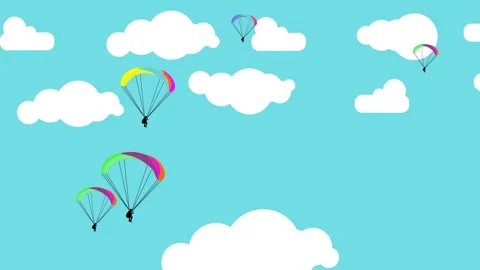 Animation of a parachutist jumping through white clouds Stock Footage 299513302