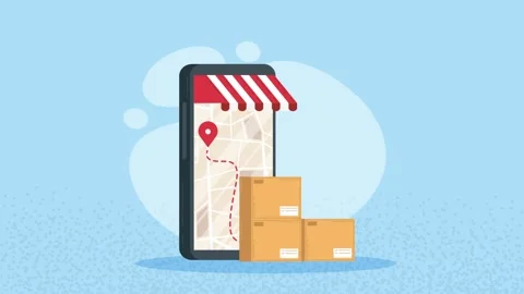 Animation of parcel delivery tracking using mobile application for online s.. Stock Footage 339111950