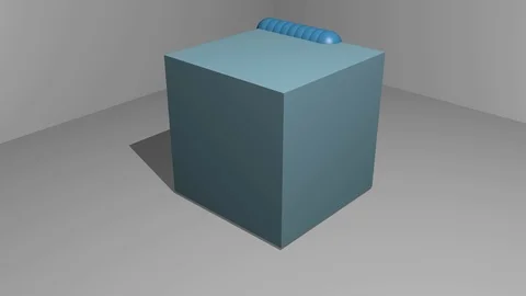Animation of particle motion on a cubic object, 3d movie, blue elements on light Stock-Footage 116802073