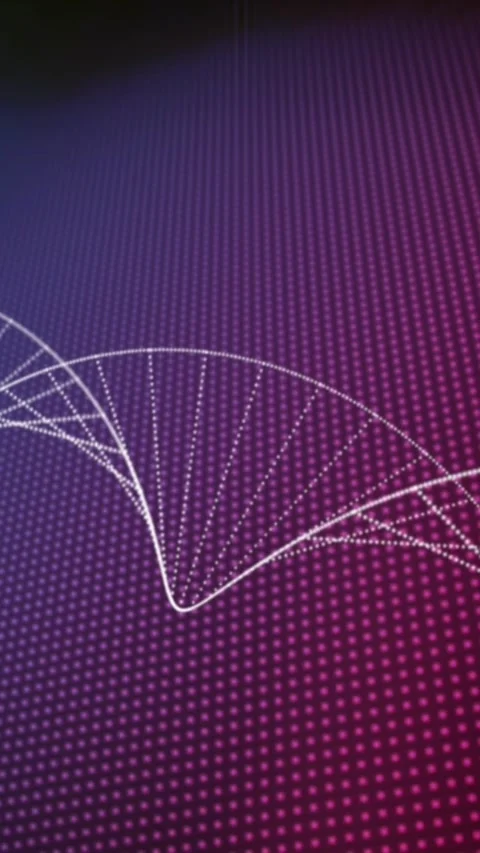 Animation of particles forming a dna structure against gradient textured purple Stock Footage 342707335