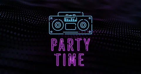 Animation of party time text and spots o... | Stock Video | Pond5