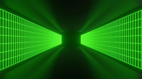 Animation of passing through the green corridor of the time dimension matrix Stock Footage 280107949