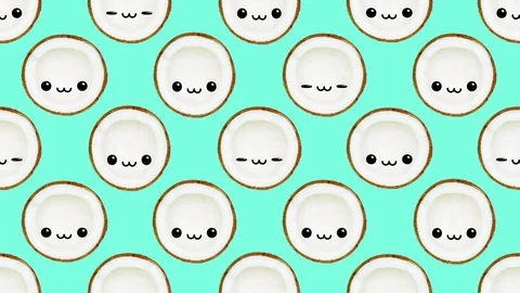 Animation pattern art. Funny coconut character kawaii Stock Footage 118805760