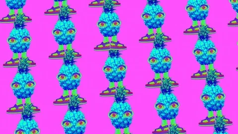 Animation pattern art. Funny pineapple character. 動画素材 109583799