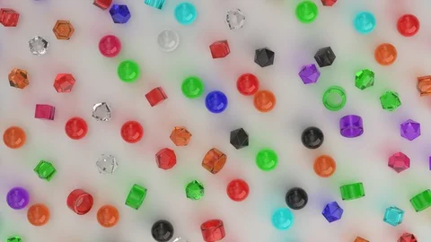 Animation of pattern from colorful glass primitives moving from chaos to orde Stock Footage 125845458