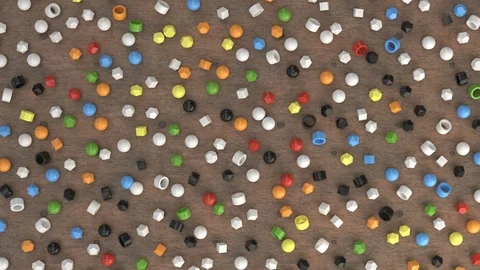 Animation of pattern from colorful primitives moving from chaos to order Stock Footage 126482321