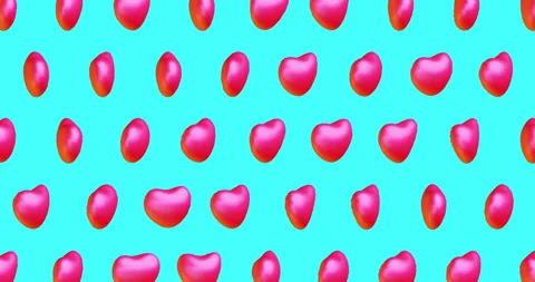 Animation pattern with small red hearts on a blue background. Stock Footage 169960350