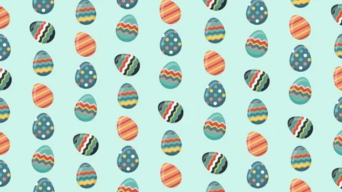 Animation of patterned Easter eggs on blue background. Easter celebration Stock Footage 153950921