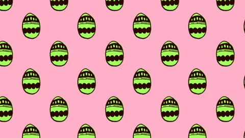 Animation of patterned Easter eggs moving in rows on pink background Stock Footage 130726735