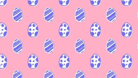 Animation of patterned Easter eggs moving in rows on pink, background Stock Footage 130726746
