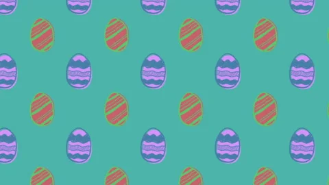 Animation of patterned Easter eggs moving in rows on green background Stock Footage 131275002