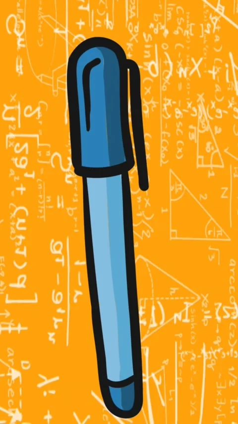Animation of pen over mathematical equations on orange background Stock Footage 344745807