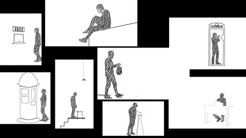 Animation of pencil people. Pencil effect Video stock 82173605