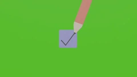 Animation of a pencil putting a check mark on an isolated green background Stock Footage 287873481