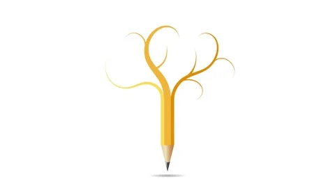 Animation of a pencil as a tree, concept of ecology, recycling. Stock Footage 295321434