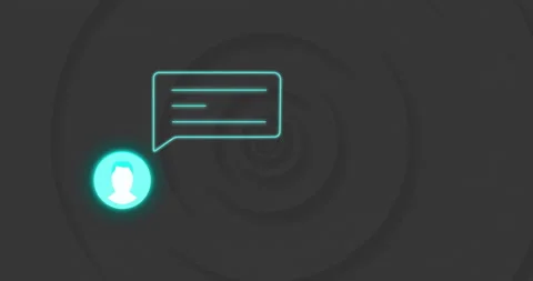 Animation of people chat icon and speech bubble over grey background Stock Footage 310822050