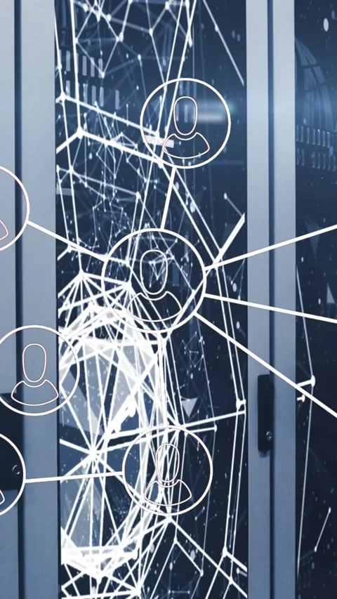 Animation of people icons and data processing over computer servers Stock Footage 343778957