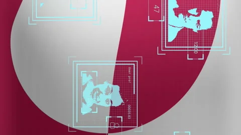 Animation of people profiles and multiple computer icons and numbers over waving Stock Footage 312899320