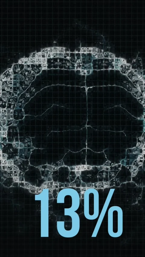 Animation of percent growing over human brain and dna strand on black background Stock Footage 344745766