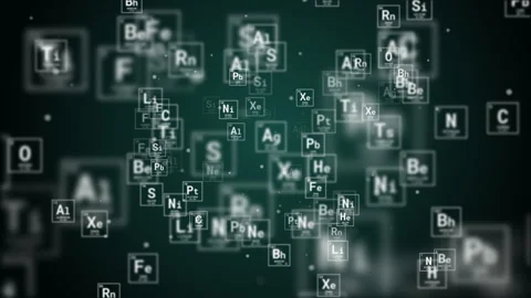 Animation of periodic table of elements on green abstract background. Stock Footage 283558210