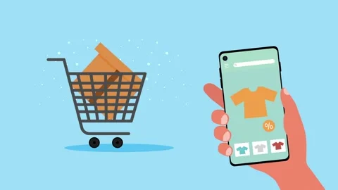 Animation of person holding smartphone using ecommerce application for onli.. Stock Footage 339264172