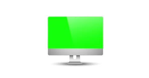 Animation of a personal computer with a green screen, on a white background Stock Footage 134551329