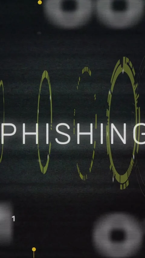 Animation of phishing text and digital data processing over black background Stock Footage 342915531