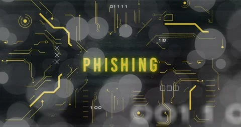 Animation of phishing text, x symbol, binary codes, circuit board pattern over Stock Footage 329922748