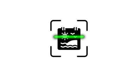 Animation of photo scanning process with green laser light moving over digi.. 스톡 동영상 346498870