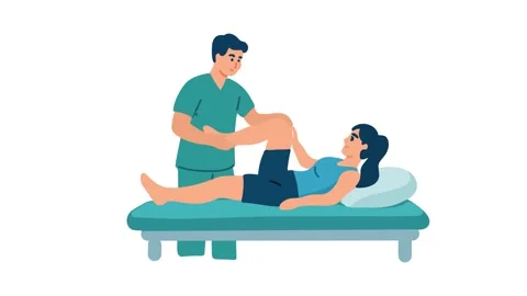Animation of physical therapist treating patient with back pain Stock Footage 340879094