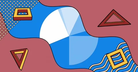 Animation of pie chart and abstract shapes on blue background Stock Footage 328145629