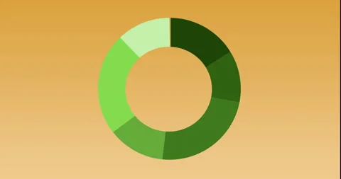 Animation of pie chart statistics and digital data processing over orange Video stock 266311222