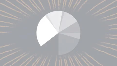 Animation of pie graph icon over lines moving in seamless pattern against grey Stock Footage 250081121