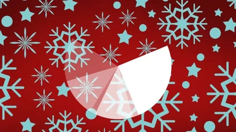 Animation of pie graph over snowflakes icons in seamless pattern against red 스톡 동영상 220902945