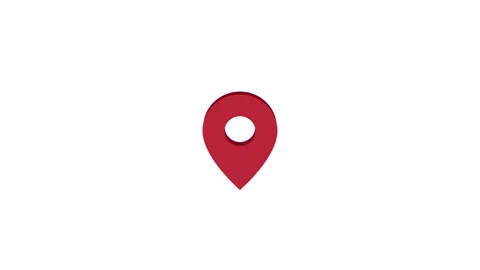 Animation of a pin. symbol of GPS navigator, location, route. Red map pointer Stock Footage