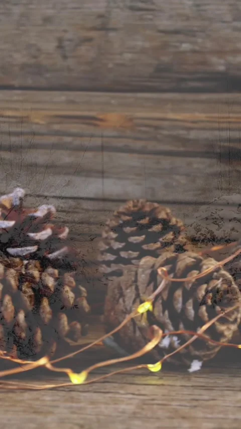Animation of pine cones christmas decoration over wooden surface Stock Footage 343824552