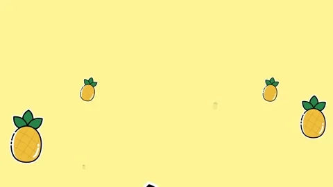 Animation of pineapple icons over yellow background Stock Footage 330336684