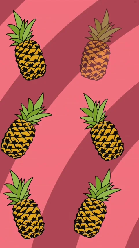 Animation of pineapple repeated over pink striped background Stock Footage 324702735