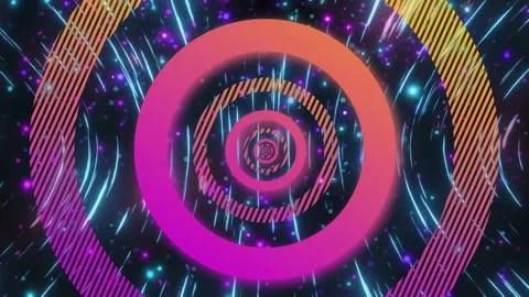 Animation of pink and orange concentric data loading rings processing over Stock Footage 266976044