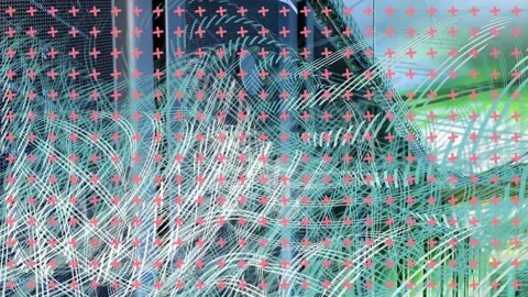 Animation of pink and purple pattern, dna strand spinning and data processing Stock Footage 328145415