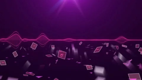 Animation pink audio frequency waveform spectrum. Stock Footage 195057807
